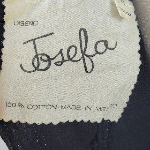 Vtg 70s Josefa Ibarra Black Floral Embroidered Midi S Dress Designer A-Line Boho - Picture 6 of 16